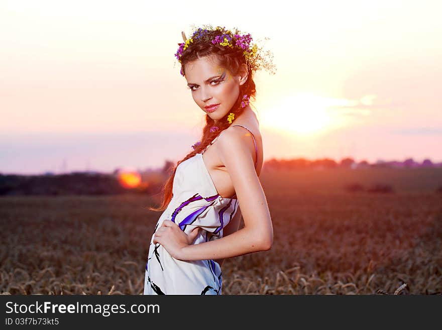 Portrait of cute girl on white