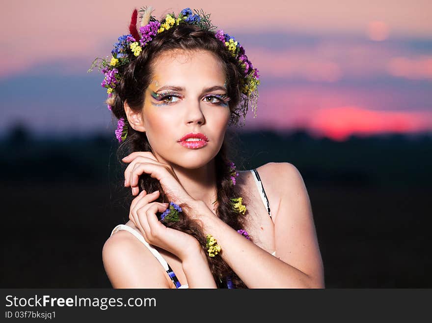 Portrait of cute girl outdoor