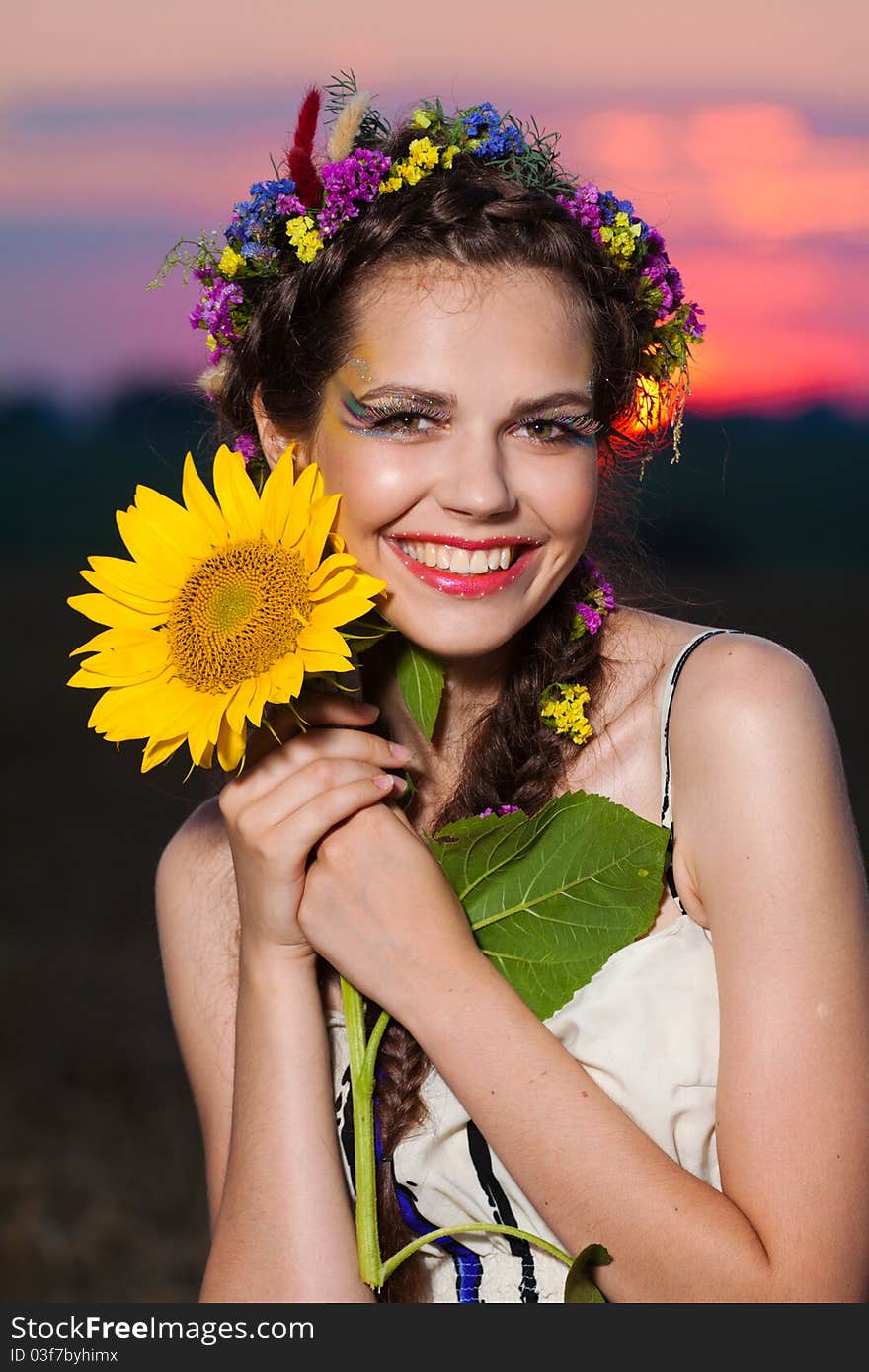 Portrait of cute girl on white