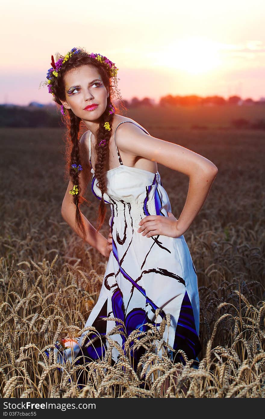 Portrait of cute girl on white