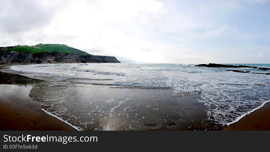 Panoramic view of the Zumaia Beach in Bizcaia (Spain). Panoramic view of the Zumaia Beach in Bizcaia (Spain)