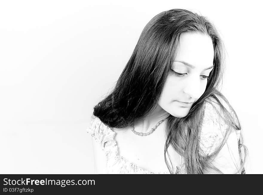 Portrait of a beautiful girl with long hair