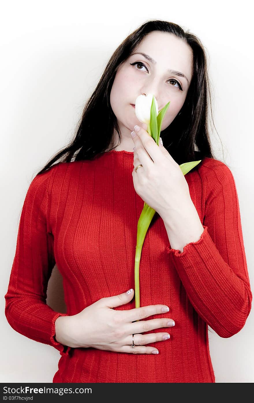 Portrait of a beautiful Girl offering you a Flower. Portrait of a beautiful Girl offering you a Flower