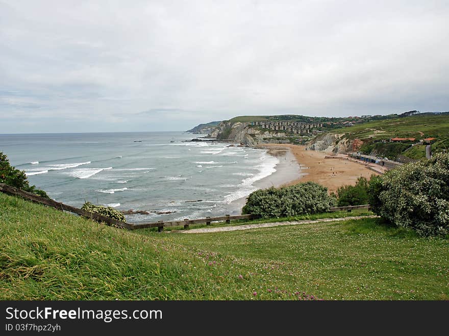 View of Sopelana beach in Spain