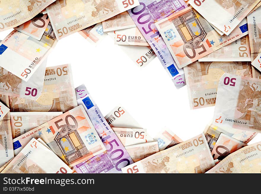 Background with many euro banknotes. Background with many euro banknotes