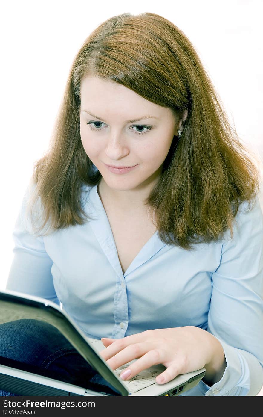 The Young Woman And Laptop