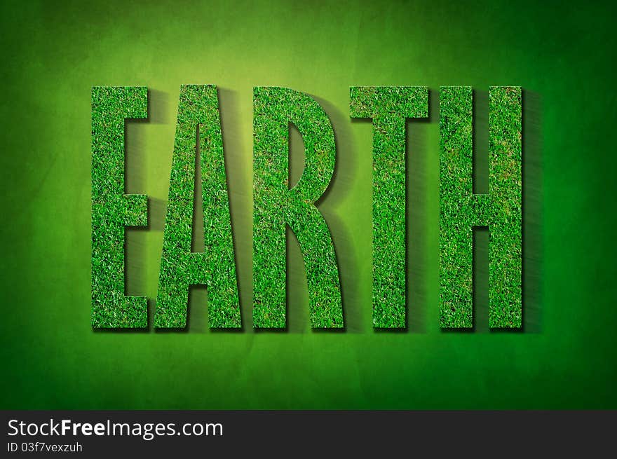 A computer illustration of Earth text with nature element and background. A computer illustration of Earth text with nature element and background.