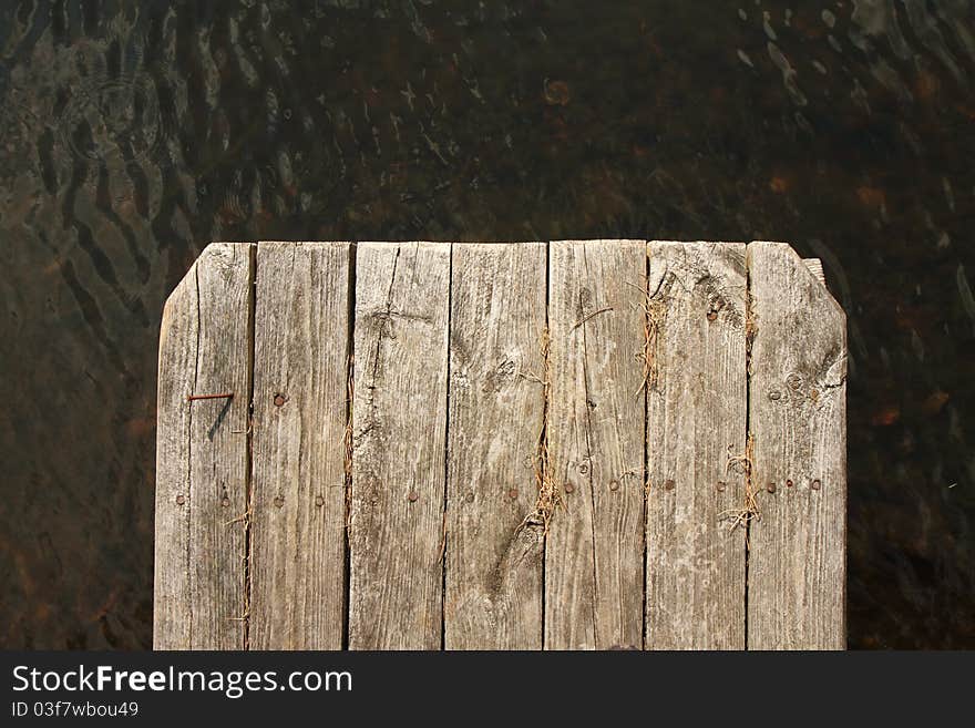 Bridge on a lake from above