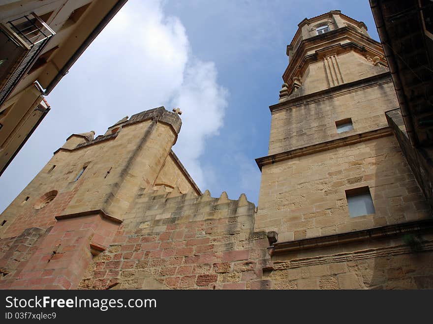 View of Getaria Church in Bizcaia (Spain)