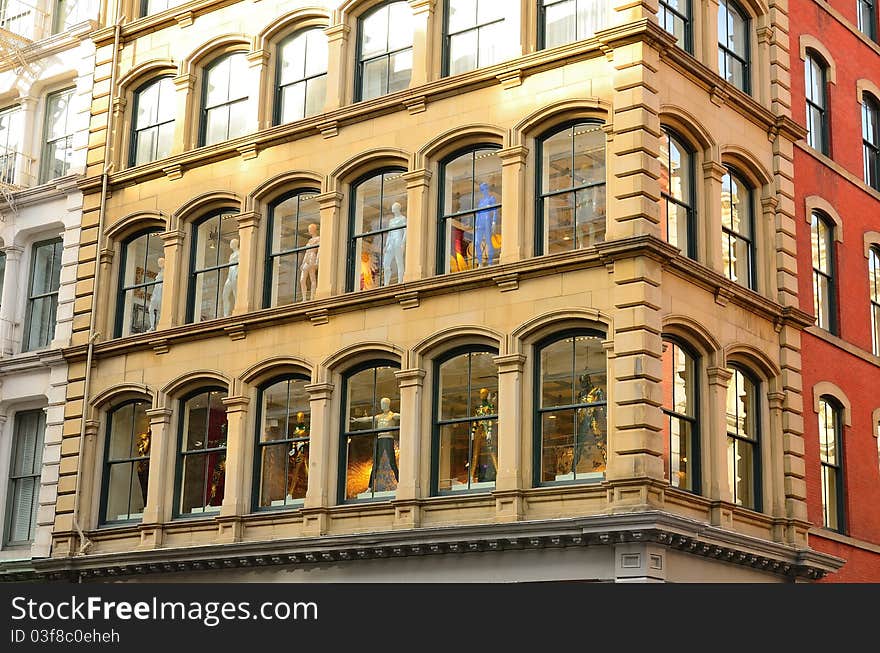 Manikins in a SoHo Clothing Store Window Display. Manikins in a SoHo Clothing Store Window Display