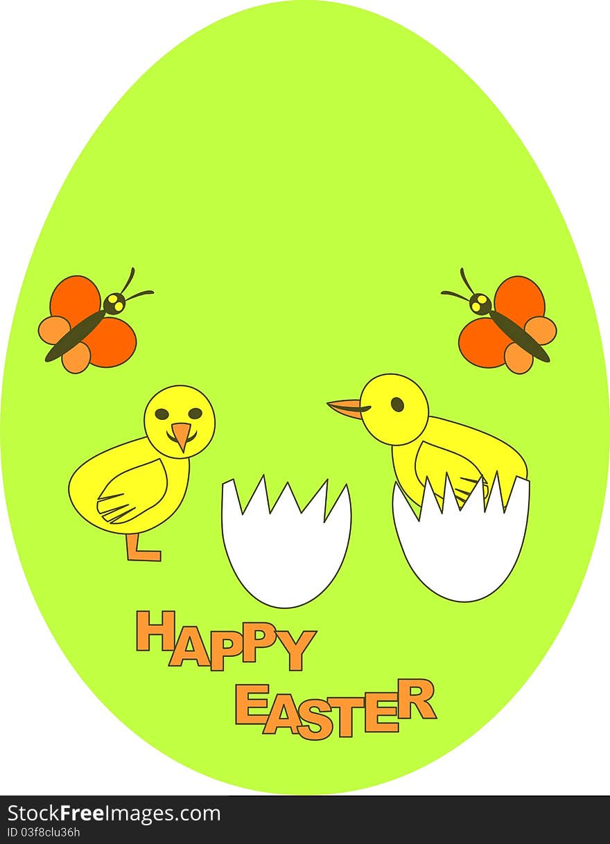 Postcard for Happy Easter with chicken