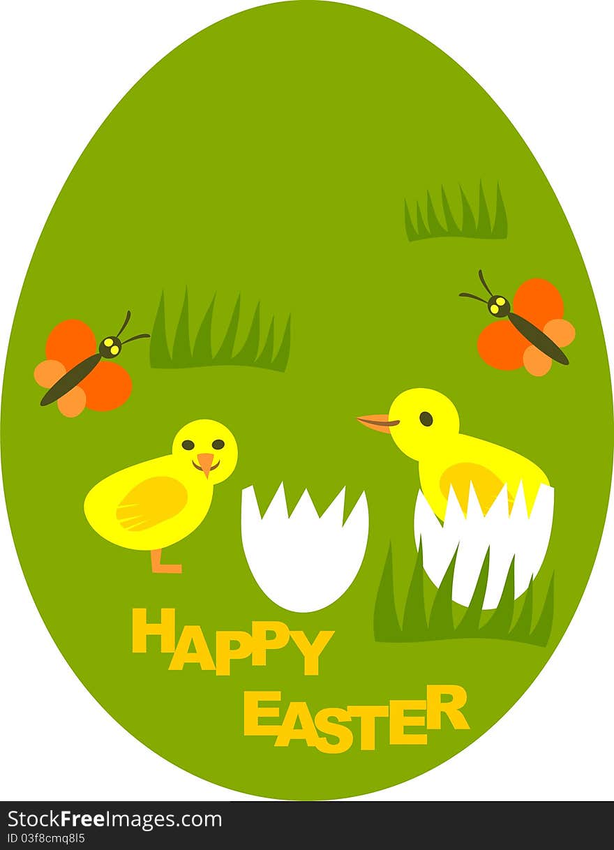 Postcard for Happy Easter with chicken