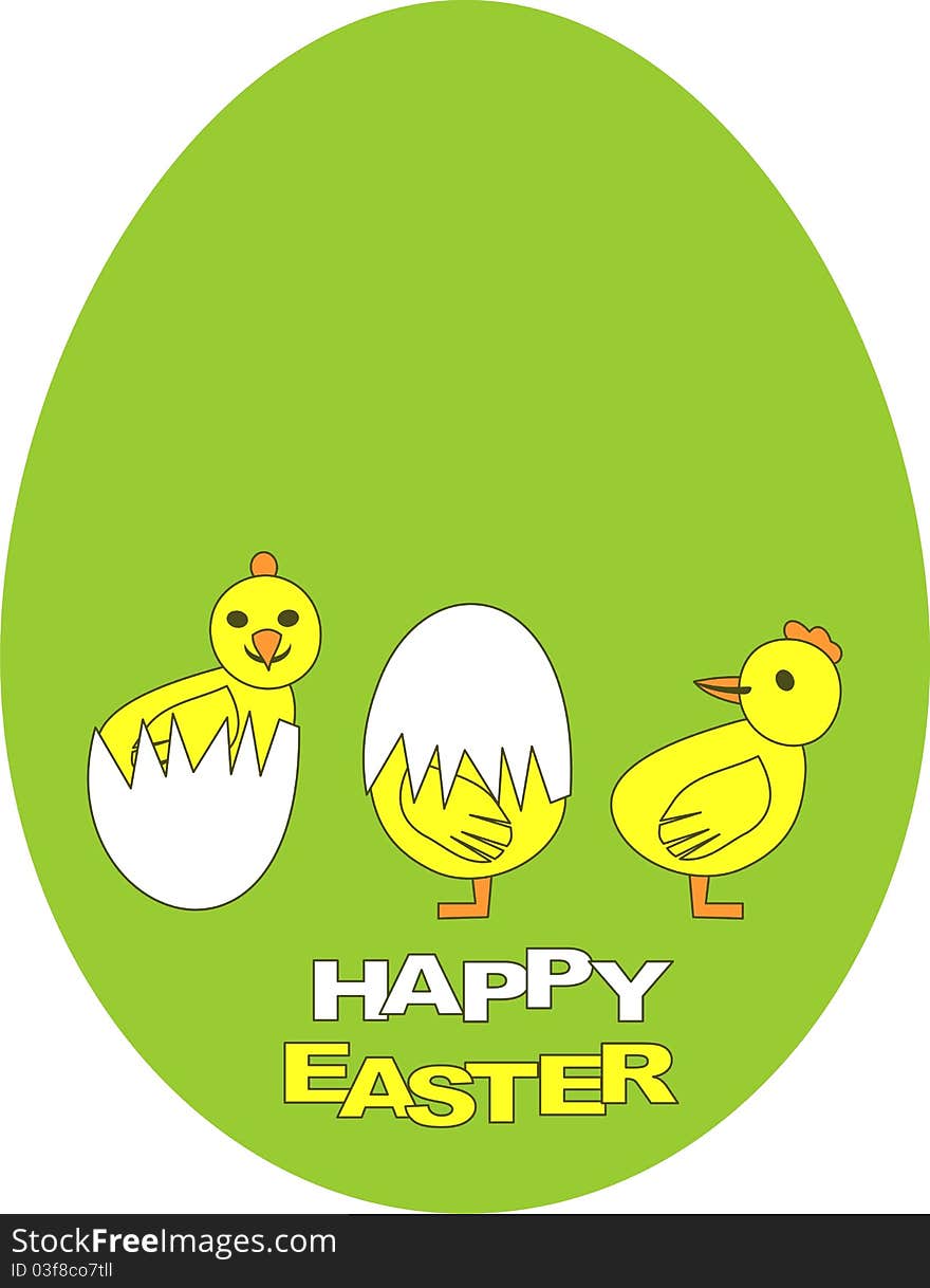 Postcard for Happy Easter with chicken