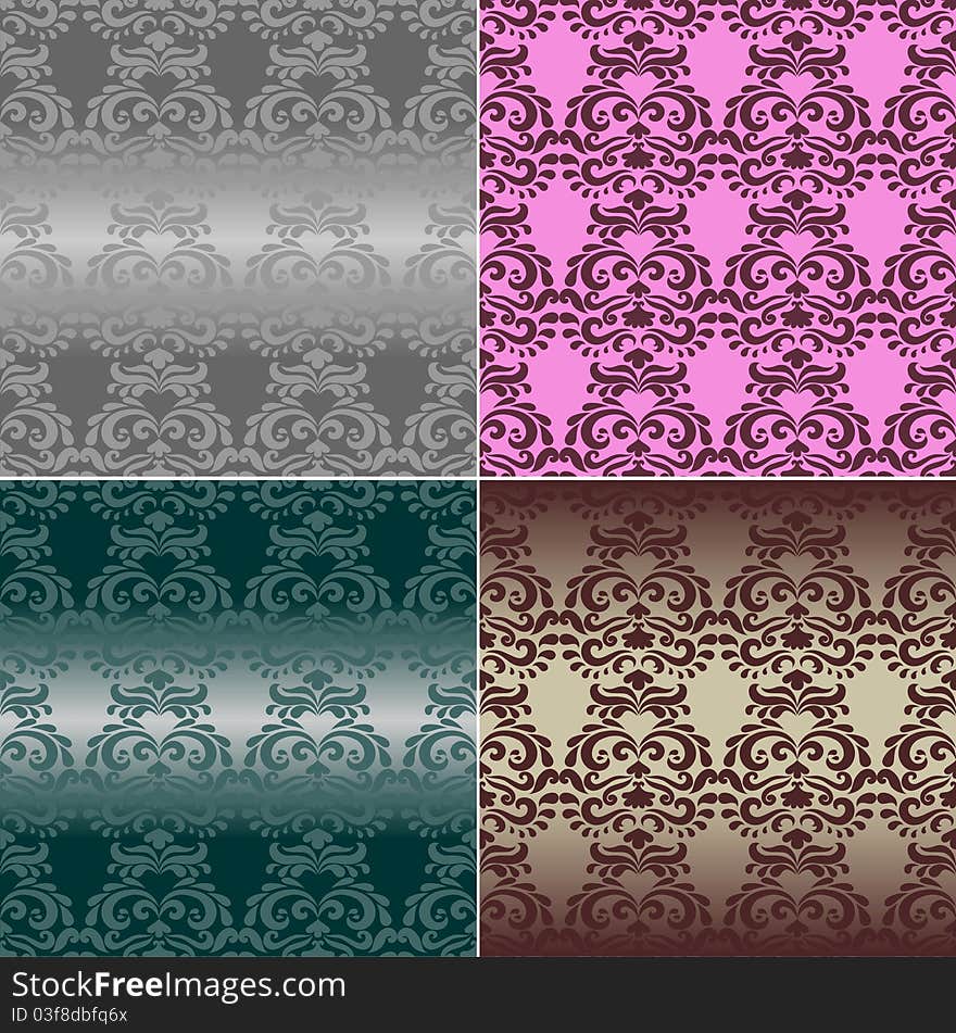 Seamless floral background in brown color