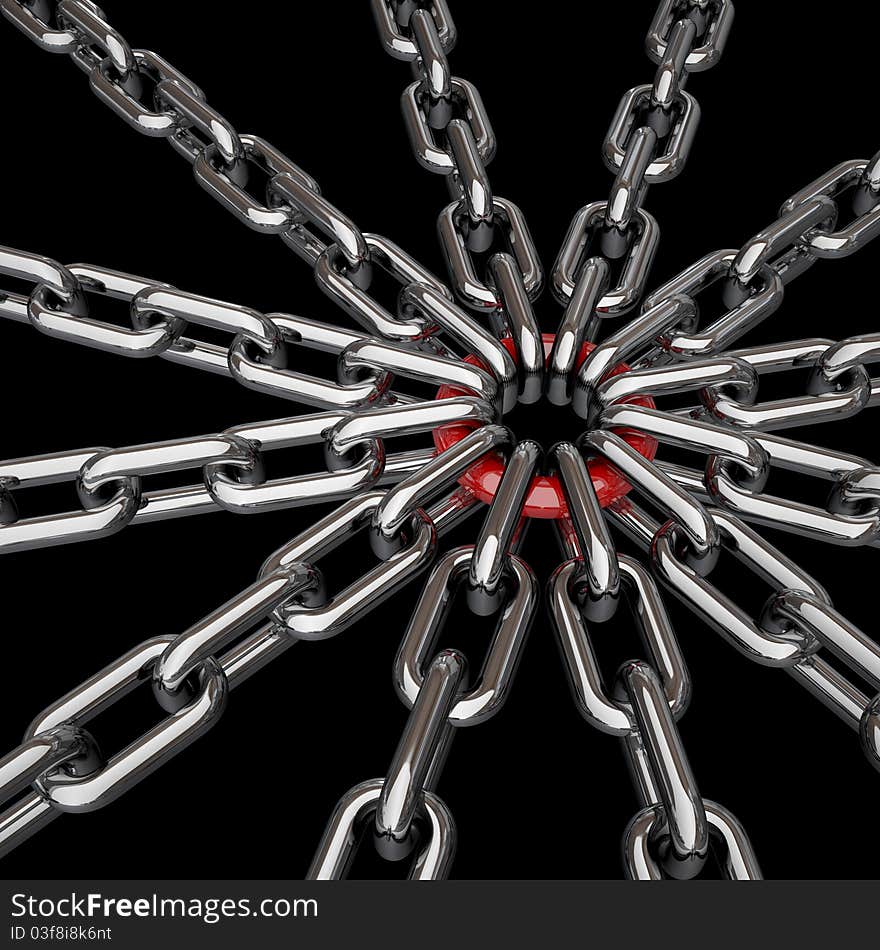 Isolated chains on a black background