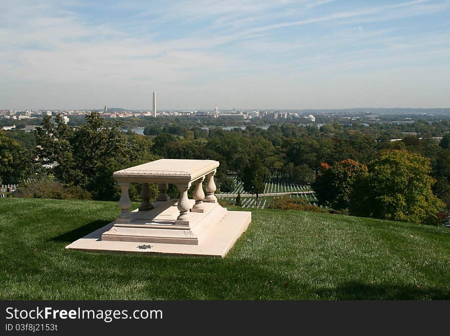 The tomb of the planner of the City of Washington, D.C. looks out on the city he designed from his final resting place at the Arlington National Cemetery, Arlington, Virginia. The tomb of the planner of the City of Washington, D.C. looks out on the city he designed from his final resting place at the Arlington National Cemetery, Arlington, Virginia.