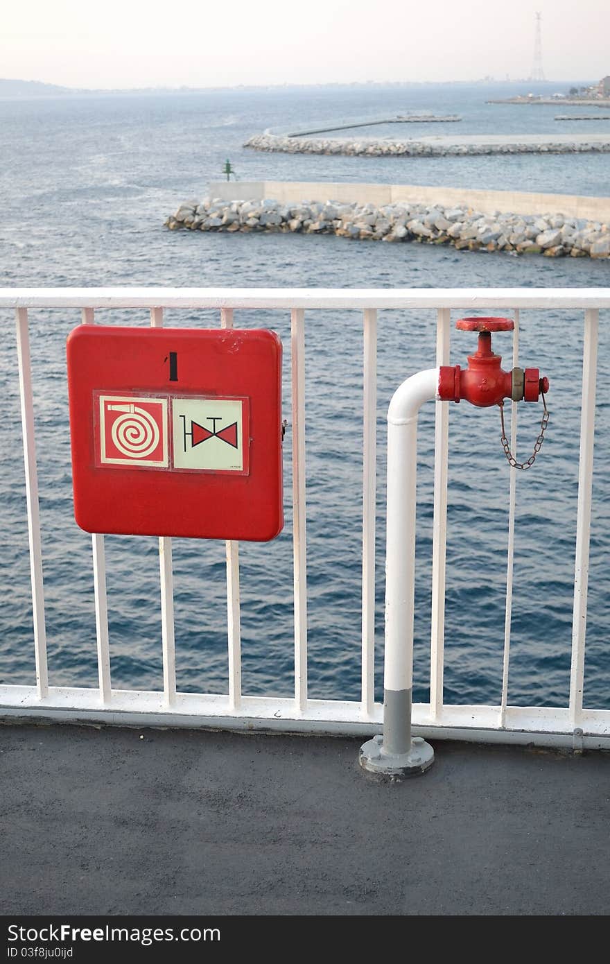 Metal fire hydrant in the ship