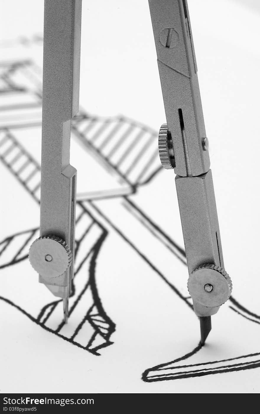 The compass in a technical draw, this is an engine's part. The compass in a technical draw, this is an engine's part.