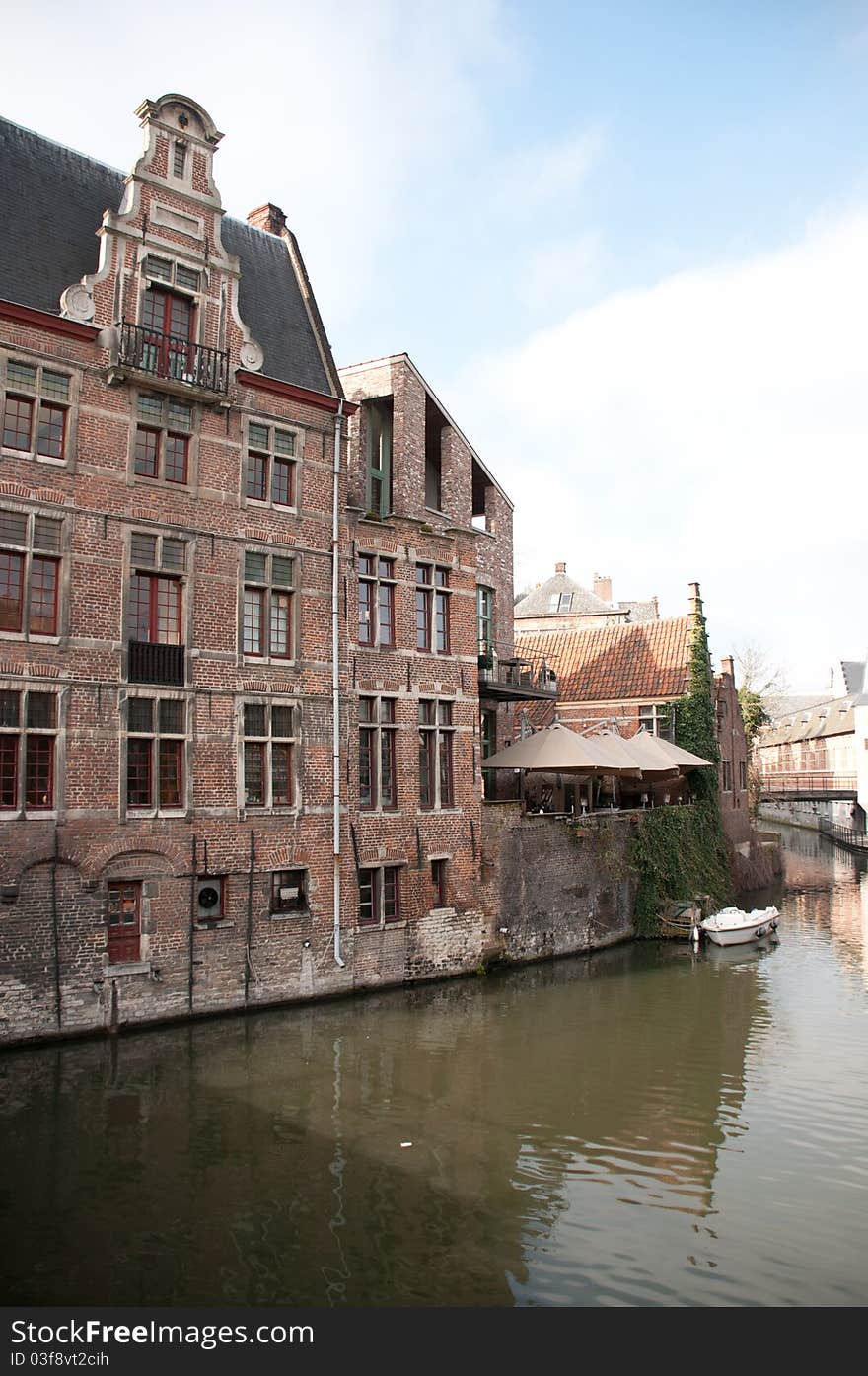 Historic houses at the waterfront in Ghent, a beautiful city in Belgium. Historic houses at the waterfront in Ghent, a beautiful city in Belgium