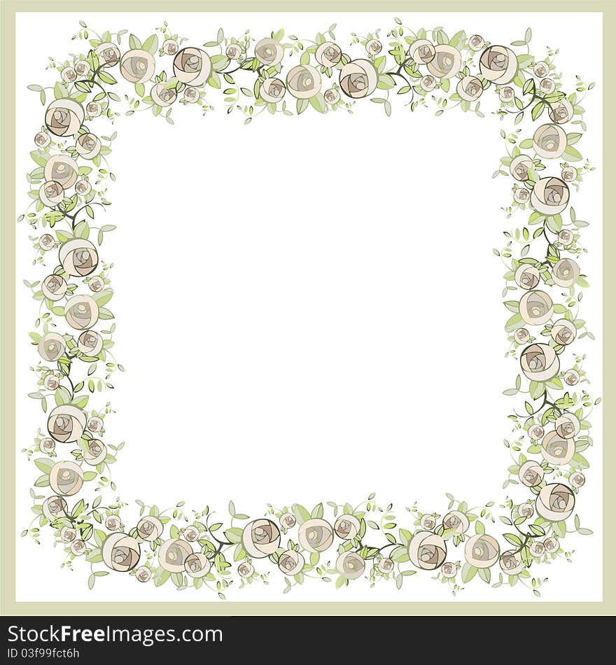 Beautiful Decorative Framework With Flowers. Greet