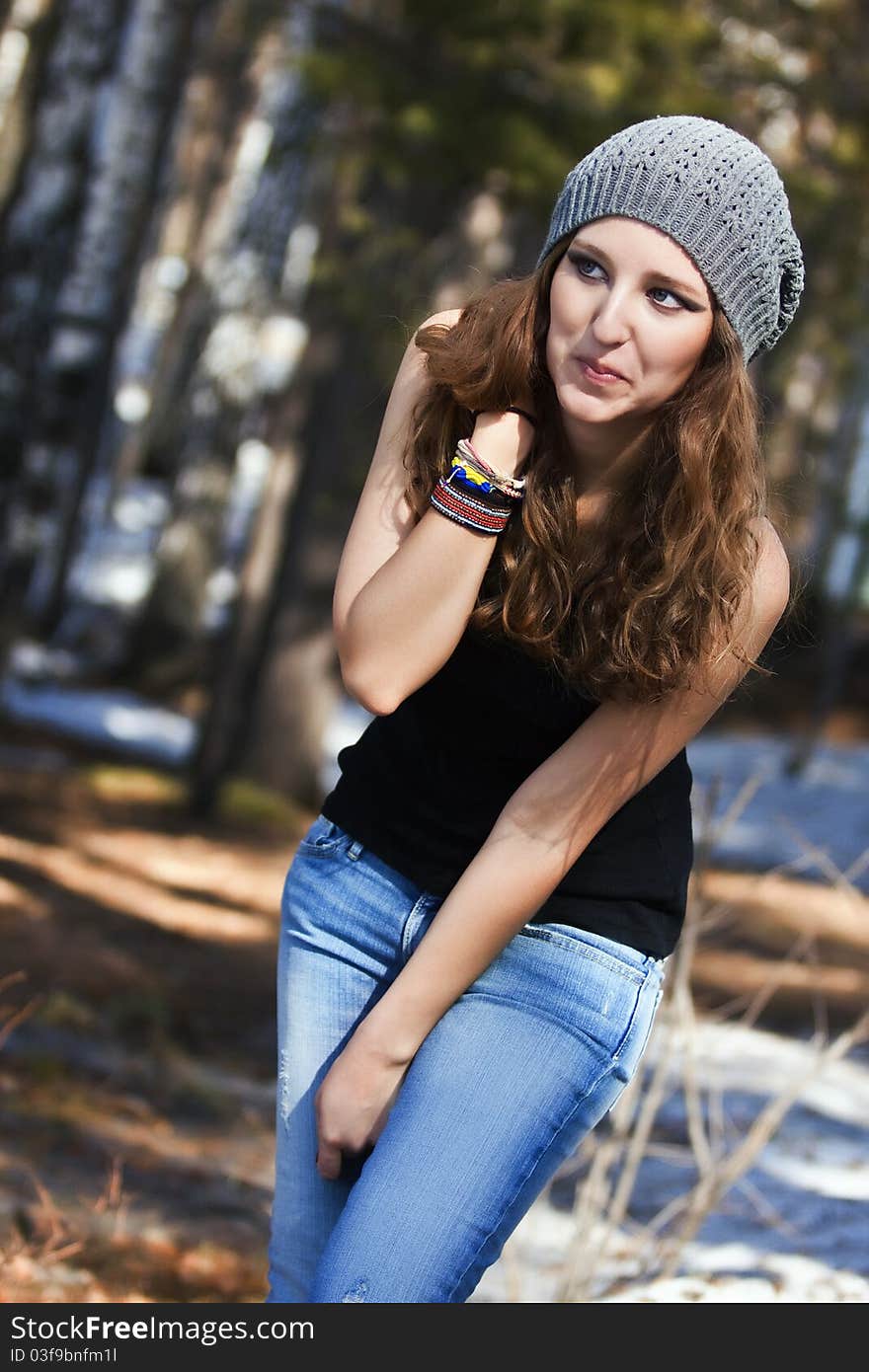 Beautiful Smiling Girl In A Blue Beret