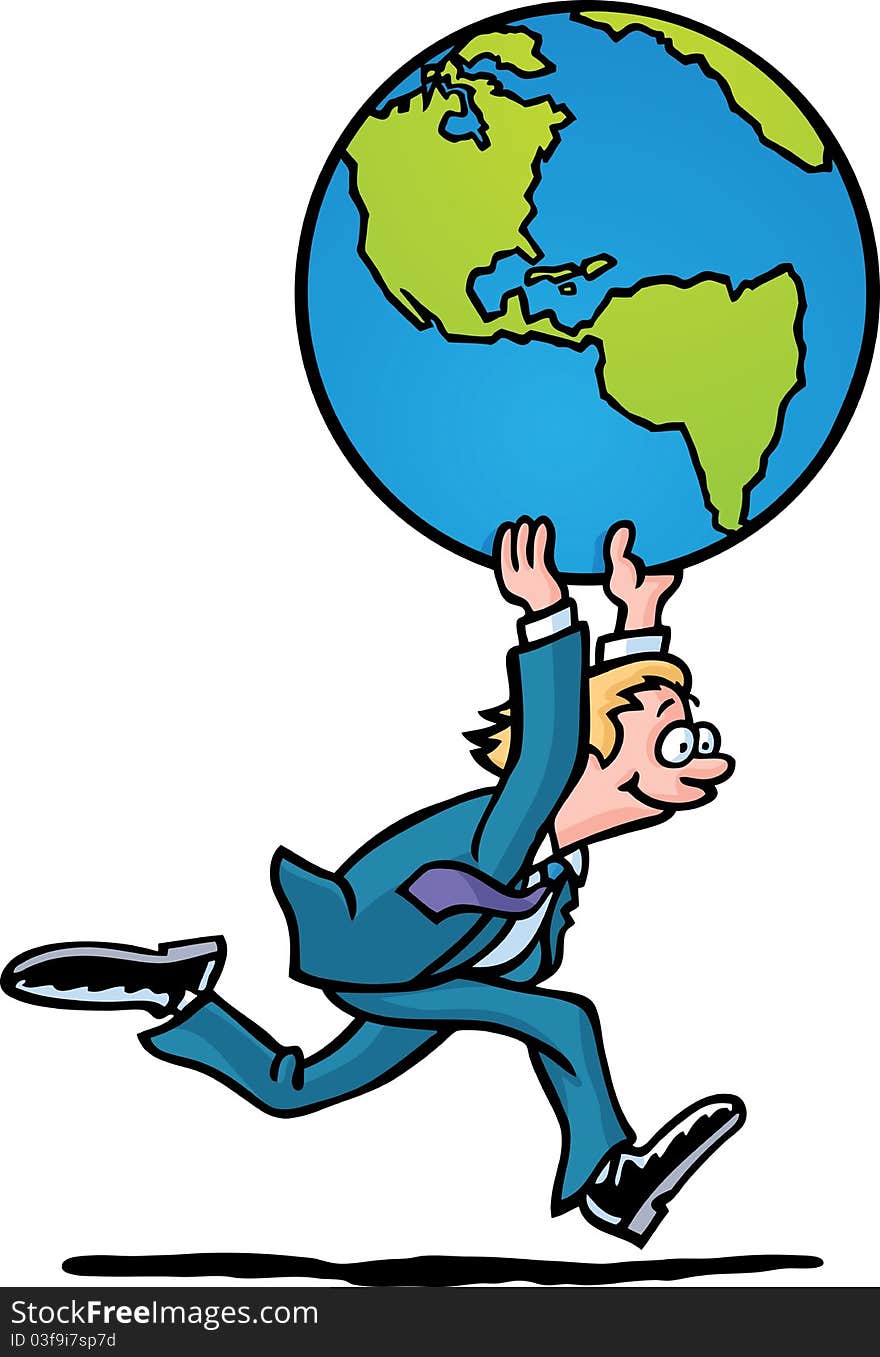 A businessman's carrying earth on his shoulders. A businessman's carrying earth on his shoulders.