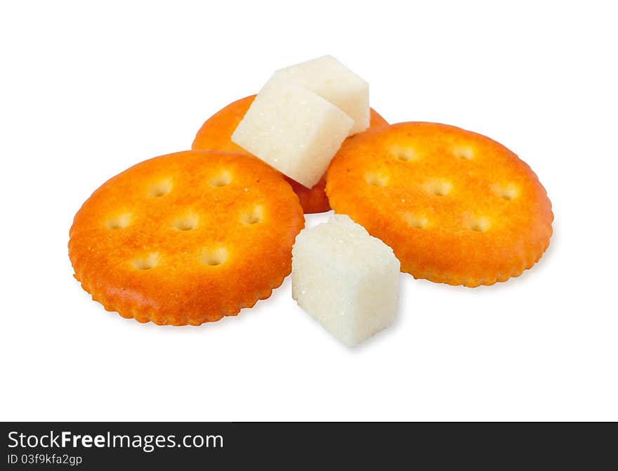 Isolated picture of biscuits and sugar cubes. Isolated picture of biscuits and sugar cubes