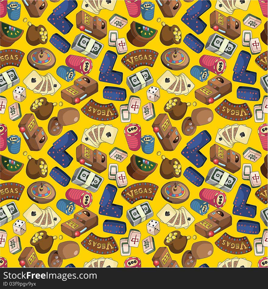 Seamless cartoon casion pattern, drawing