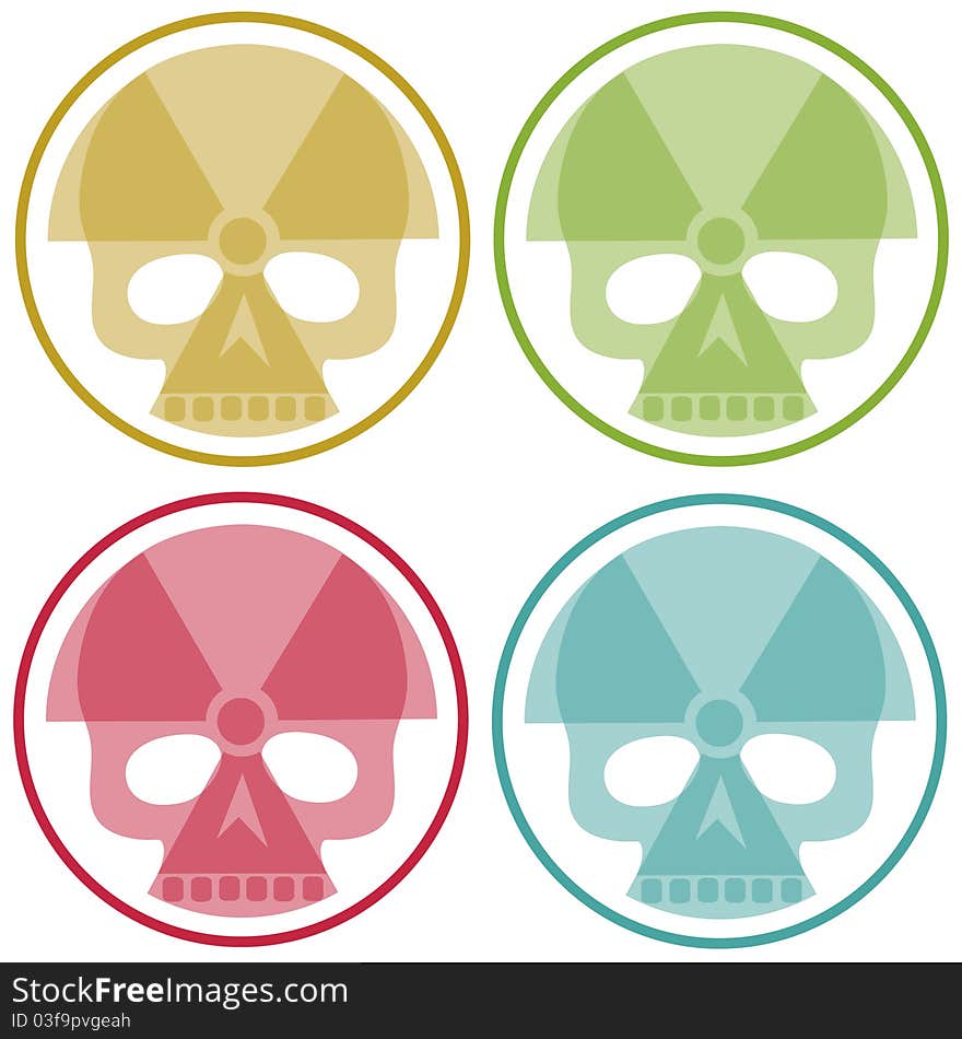 Four isolated circles with nuclear sign and skull. Available as isolated EPS-Files. Four isolated circles with nuclear sign and skull. Available as isolated EPS-Files