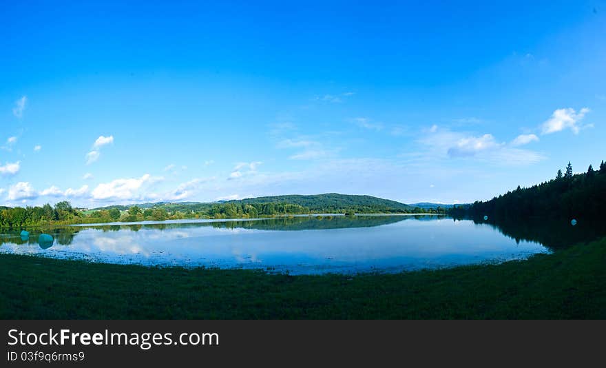 Photo of flooded karst polje - fields in autumn.