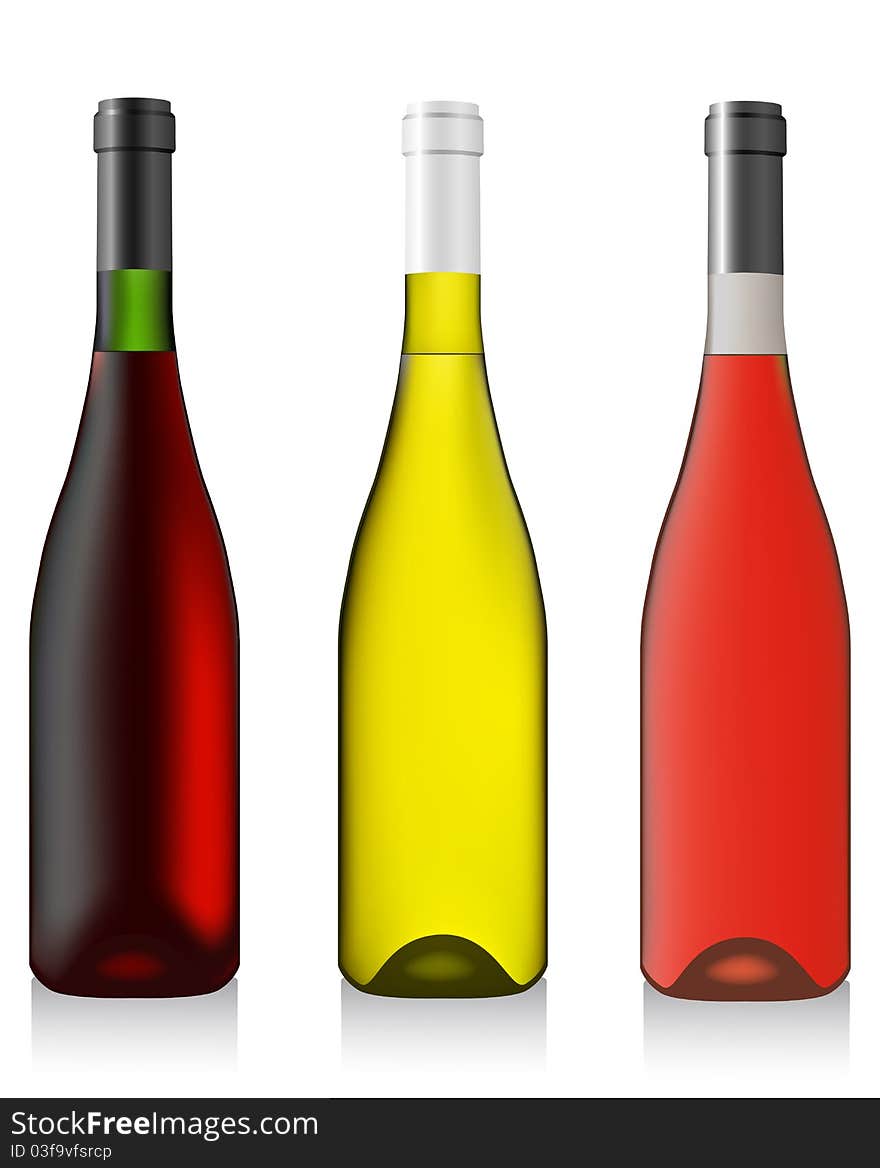 Three bottles wine