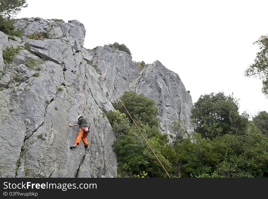 Rock climber on italian mount