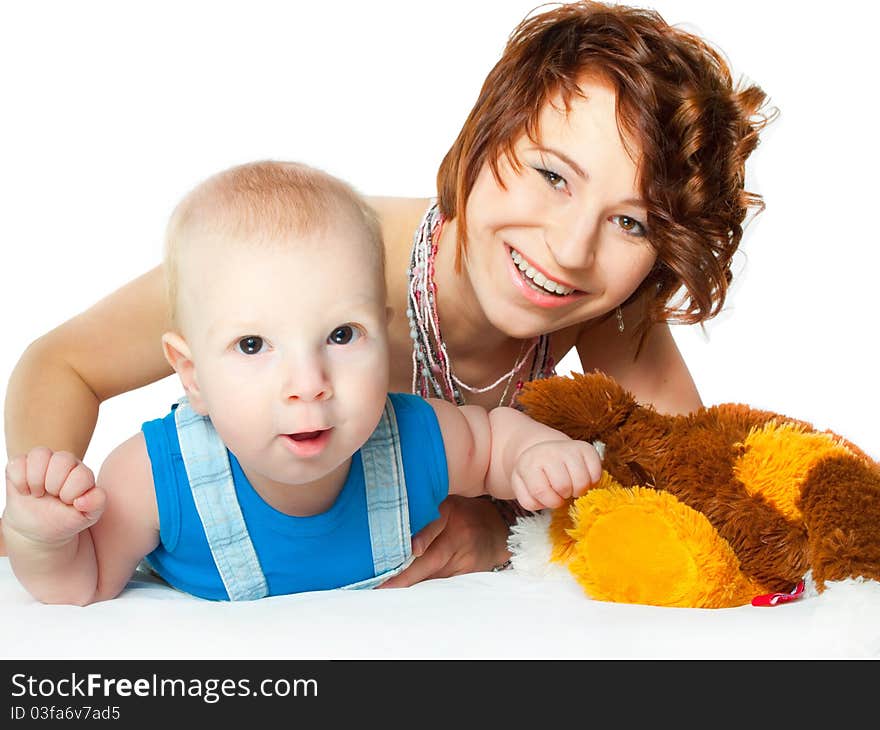 Baby boy with pretty mother