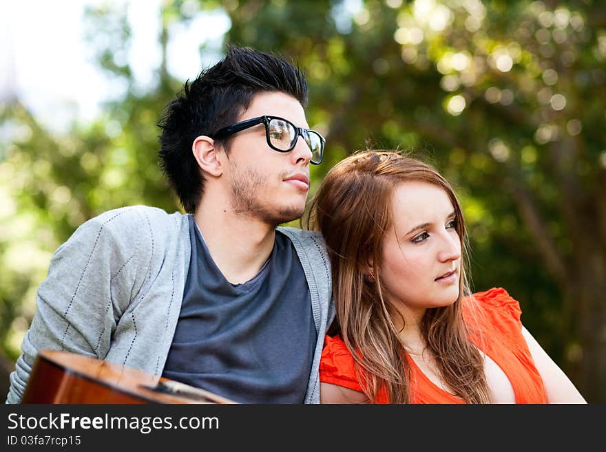 Young beautiful Lover rest on the park. Young beautiful Lover rest on the park.