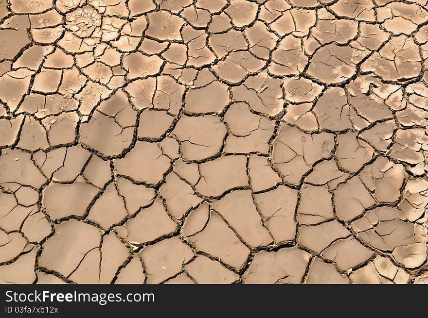 Dry and cracked soil on earth