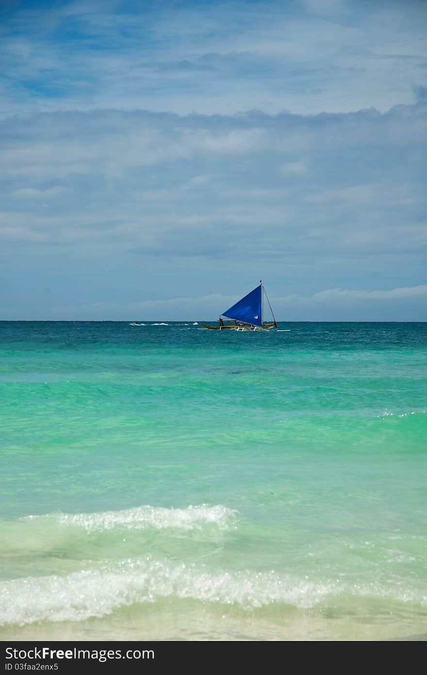 Philippines coast of the sea, a lonely boat. Philippines coast of the sea, a lonely boat