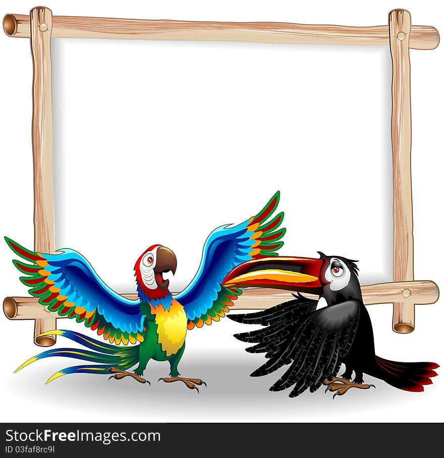 Macaw and Toucan Cartoon Background