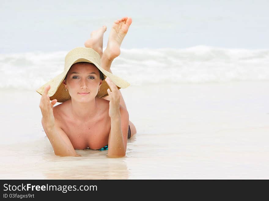 Young woman on beach