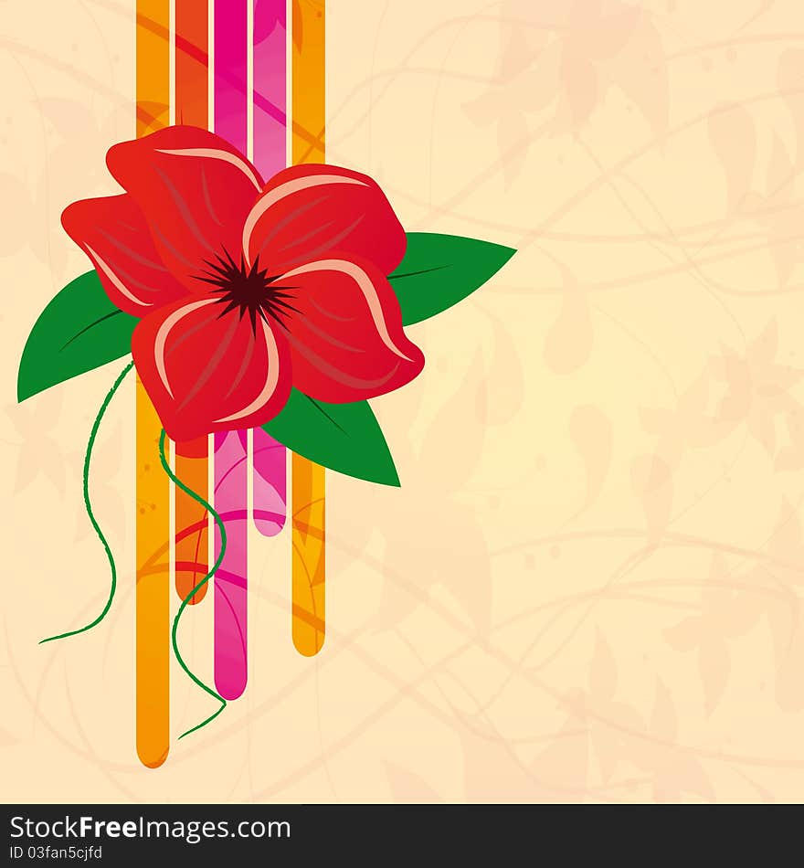 Abstract background with red flower