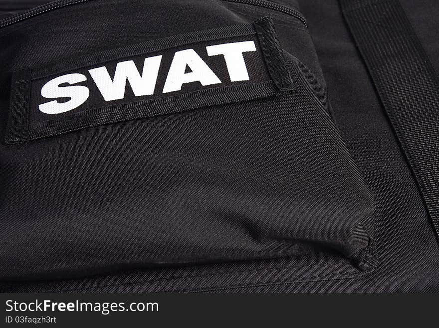 Armor suit SWAT unit back special forces police. Armor suit SWAT unit back special forces police