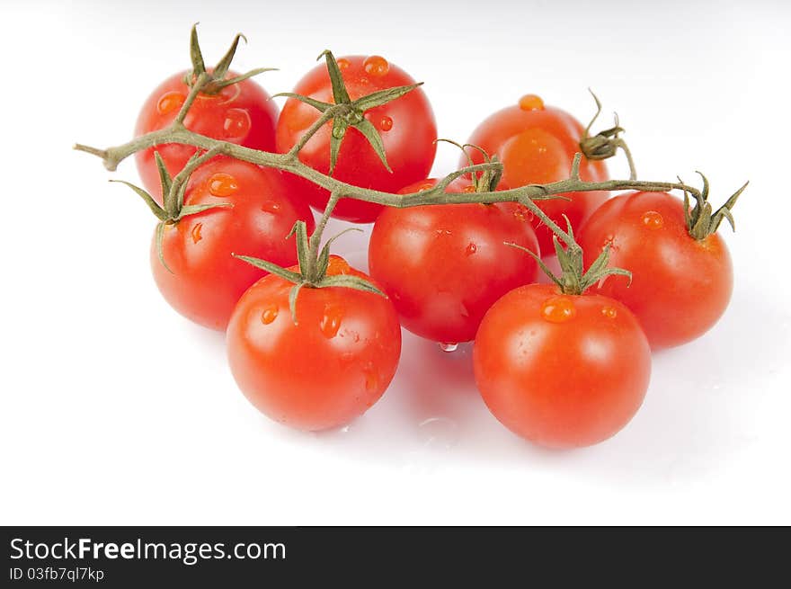 Red tomatoes on a white background