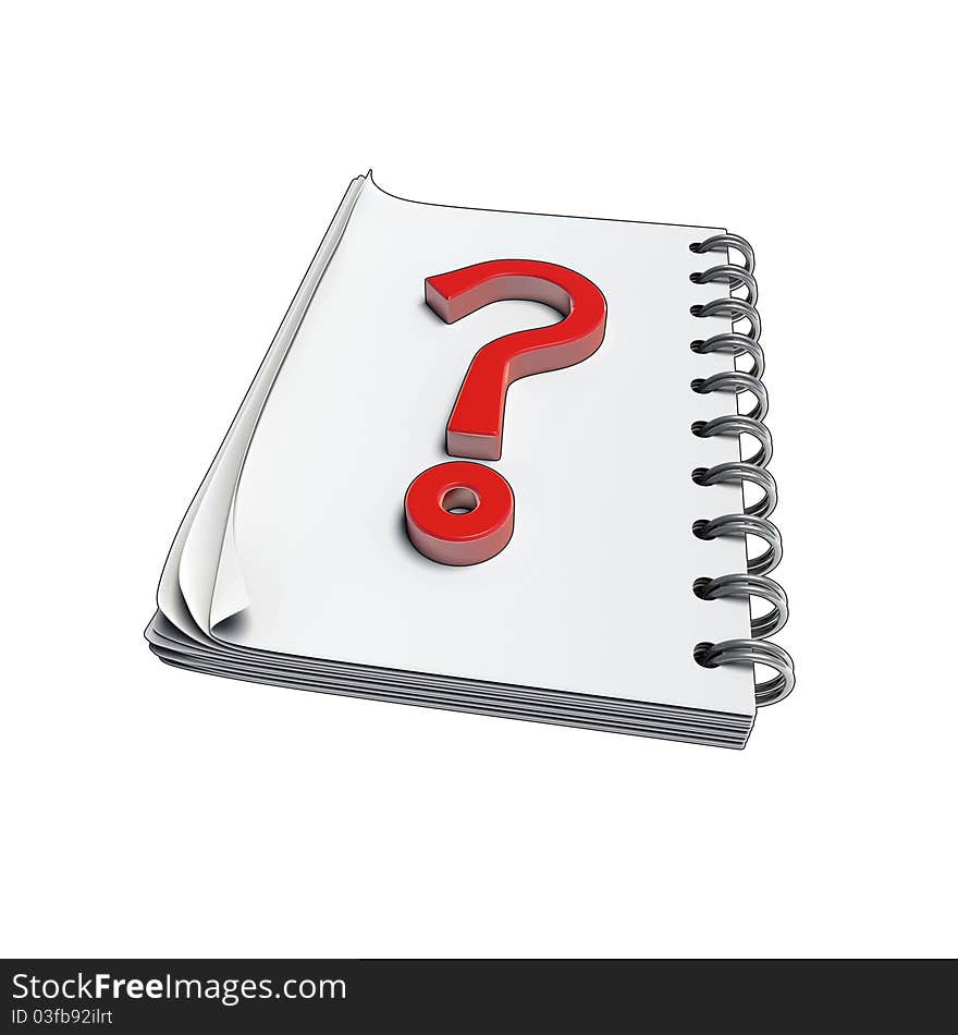 Character and Question-mark, made in 3D software, isolated on white background. Character and Question-mark, made in 3D software, isolated on white background.