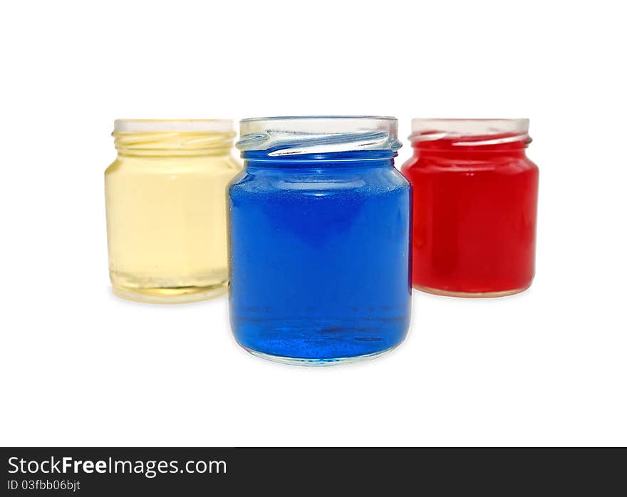 Paint jars. Color colorful water.