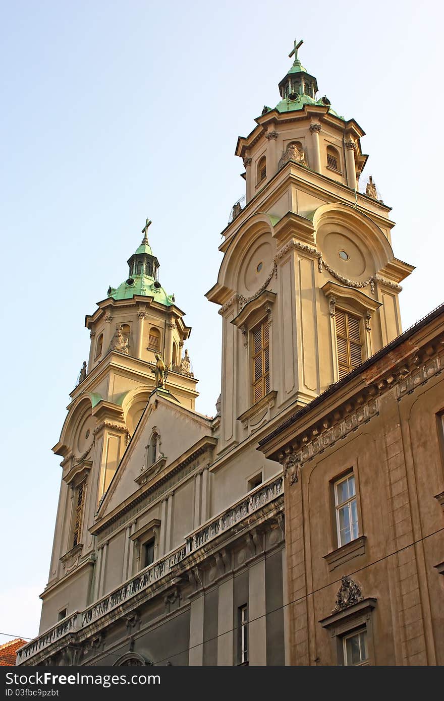 Two towers of an old city church