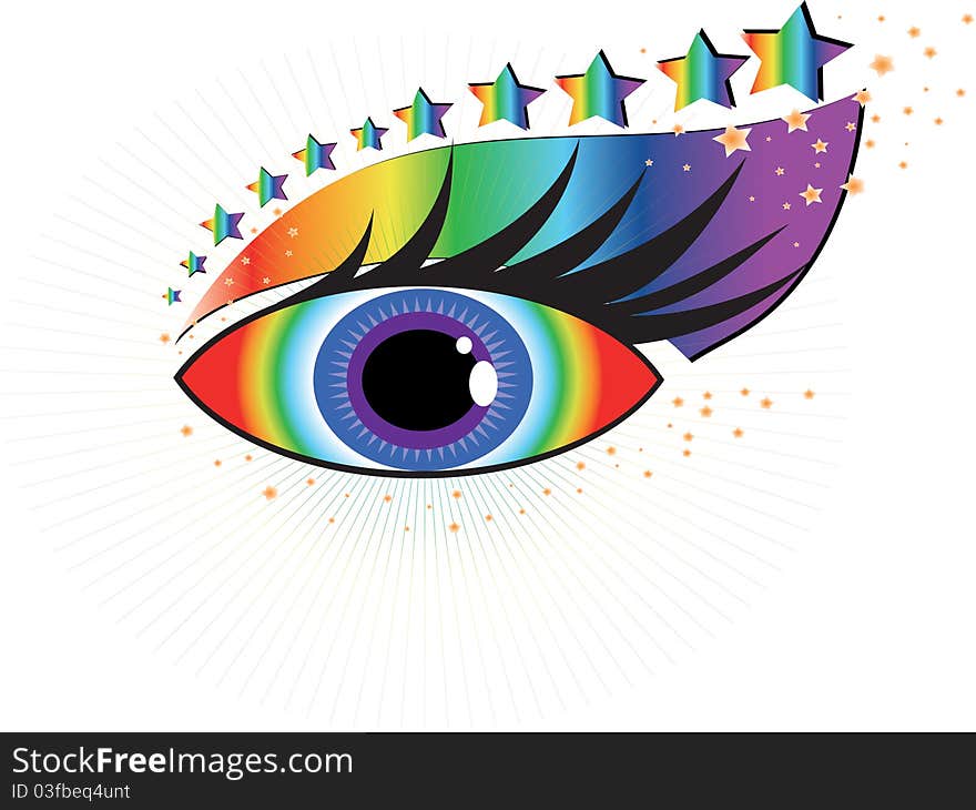 Beautiful human rainbow eye isolated over white. Beautiful human rainbow eye isolated over white