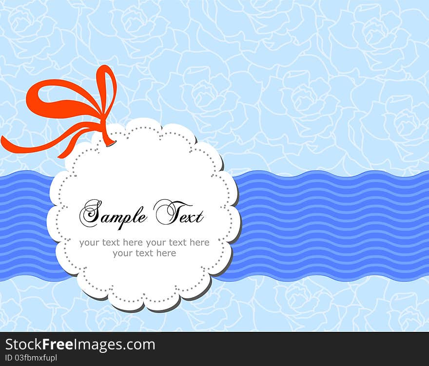 Frame Design For Greeting Card Blue With Bow