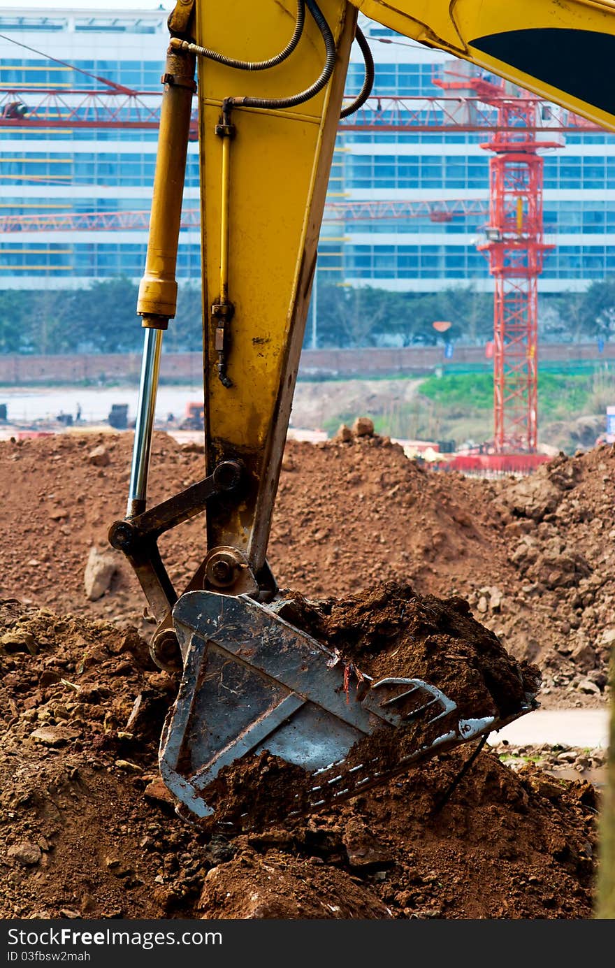 Yellow Excavator Ready to Work