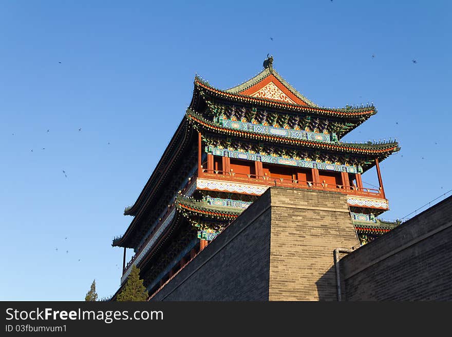 Qianmen (Front Gate) is the colloquial name for Zhengyangmen (meaning gate of the zenith Sun), a gate in Beijing's historic city wall. The gate is situated to the south of Tiananmen Square and once guarded the southern entry into the Inner City. Although much of Beijing's city walls were demolished, Qianmen remains an important geographical marker of the city. The city's central north-south axis passes through Zhengyangmen's main gate. photo take on: Apr 27, 2011. Qianmen (Front Gate) is the colloquial name for Zhengyangmen (meaning gate of the zenith Sun), a gate in Beijing's historic city wall. The gate is situated to the south of Tiananmen Square and once guarded the southern entry into the Inner City. Although much of Beijing's city walls were demolished, Qianmen remains an important geographical marker of the city. The city's central north-south axis passes through Zhengyangmen's main gate. photo take on: Apr 27, 2011