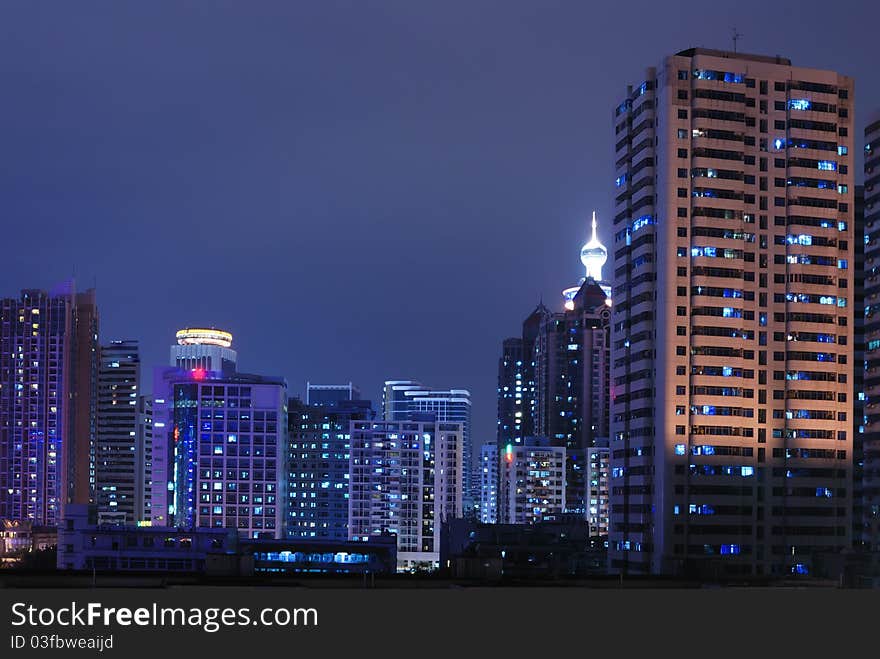 Modern urban landscape at night