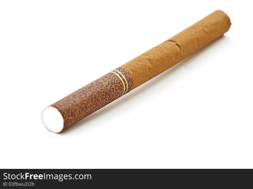 Brown cigarette isolated on a white background